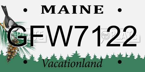 GFW7122 Maine License Plate