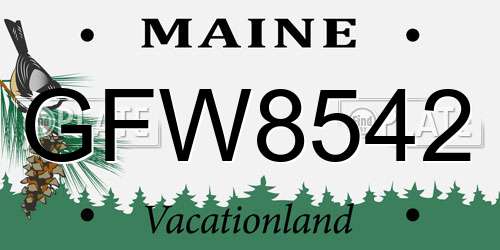 GFW8542 Maine License Plate