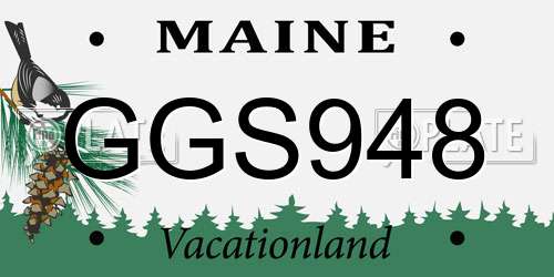 GGS948 Maine License Plate