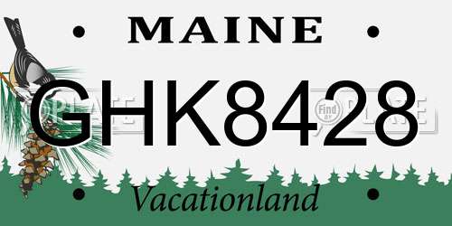 GHK8428 Maine License Plate