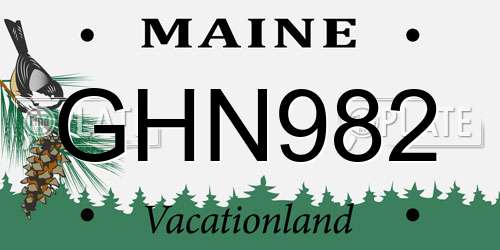 GHN982 Maine License Plate
