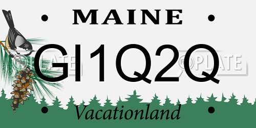 GI1Q2Q Maine License Plate