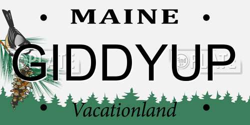 GIDDYUP Maine License Plate