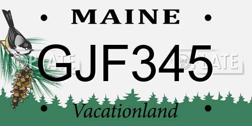 GJF345 Maine License Plate