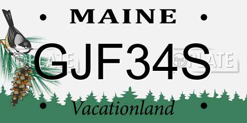 GJF34S Maine License Plate