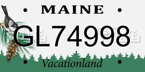 GL74998 Maine License Plate