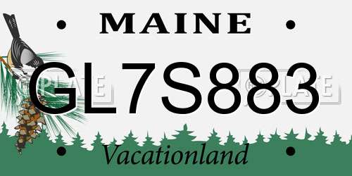 GL7S883 Maine License Plate