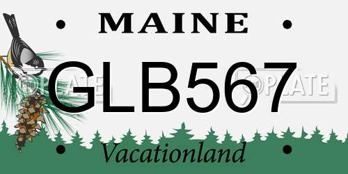 GLB567 Maine License Plate