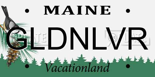 GLDNLVR Maine License Plate