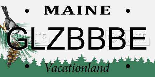 GLZBBBE Maine License Plate