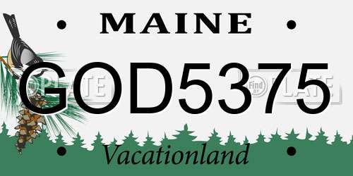 GOD5375 Maine License Plate