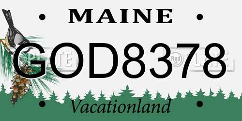 GOD8378 Maine License Plate