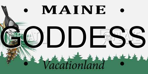 GODDESS Maine License Plate