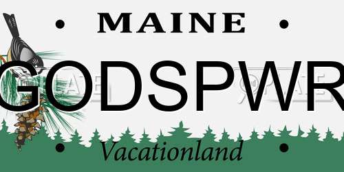 GODSPWR Maine License Plate
