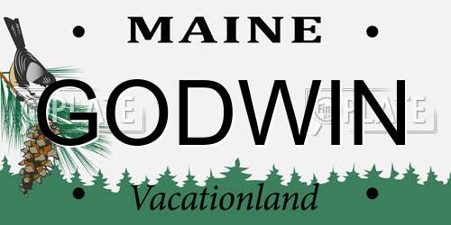 GODWIN Maine License Plate