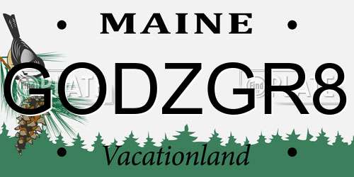 GODZGR8 Maine License Plate
