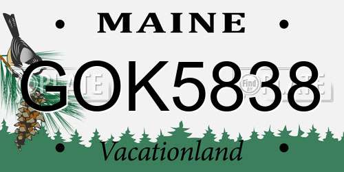 GOK5838 Maine License Plate