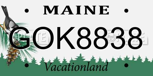 GOK8838 Maine License Plate