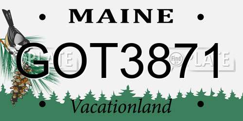 GOT3871 Maine License Plate