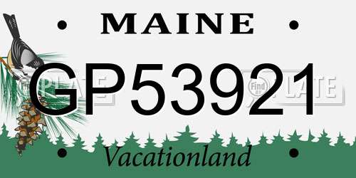 GP53921 Maine License Plate