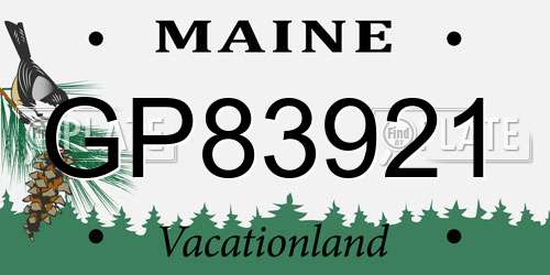 GP83921 Maine License Plate