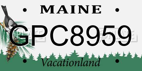 GPC8959 Maine License Plate