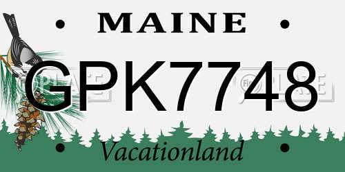 GPK7748 Maine License Plate
