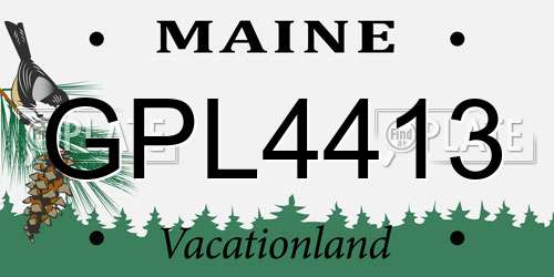 GPL4413 Maine License Plate