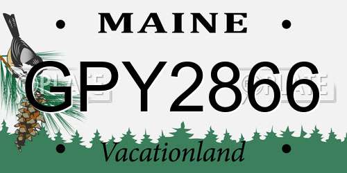 GPY2866 Maine License Plate