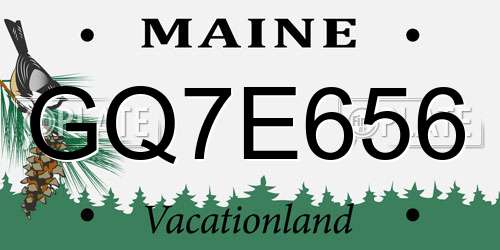 GQ7E656 Maine License Plate