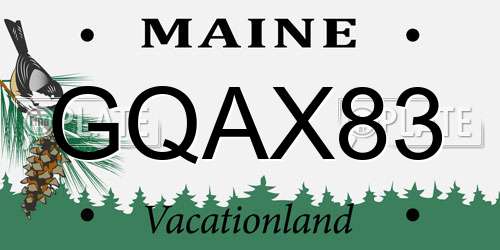 GQAX83 Maine License Plate
