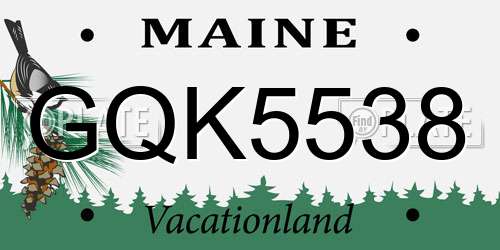 GQK5538 Maine License Plate