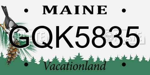GQK5835 Maine License Plate