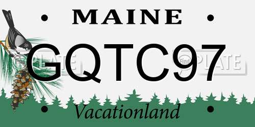 GQTC97 Maine License Plate