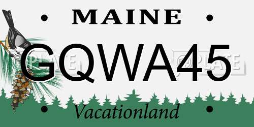 GQWA45 Maine License Plate