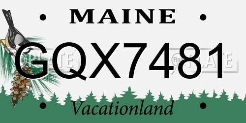 GQX7481 Maine License Plate