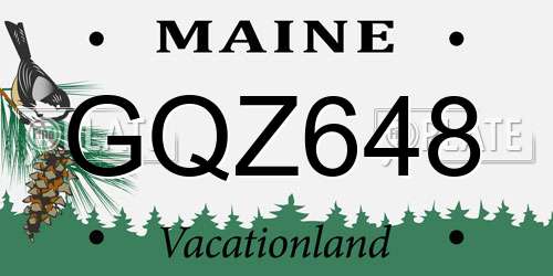 GQZ648 Maine License Plate
