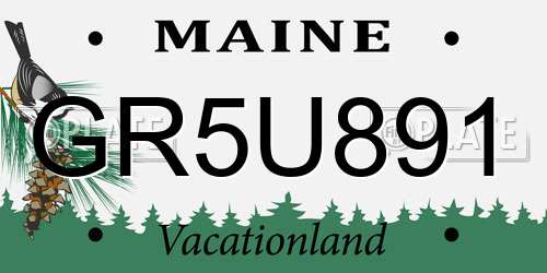 GR5U891 Maine License Plate