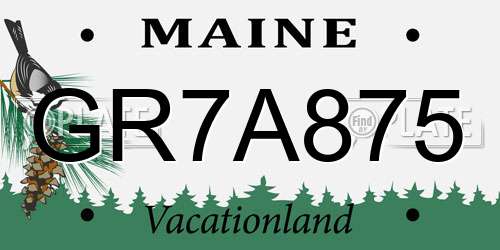 GR7A875 Maine License Plate