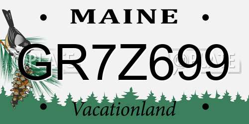 GR7Z699 Maine License Plate