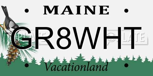 GR8WHT Maine License Plate