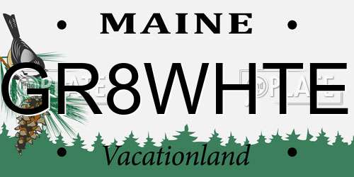 GR8WHTE Maine License Plate