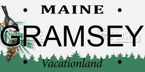 GRAMSEY Maine License Plate