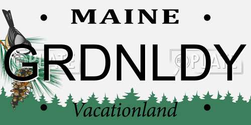 GRDNLDY Maine License Plate