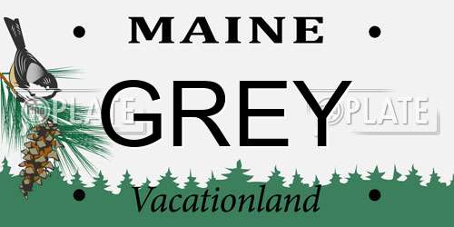GREY Maine License Plate