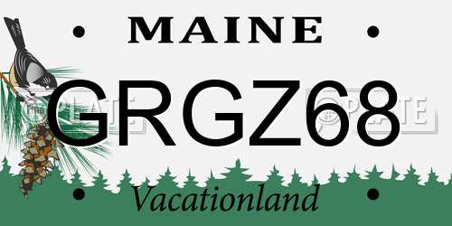 GRGZ68 Maine License Plate