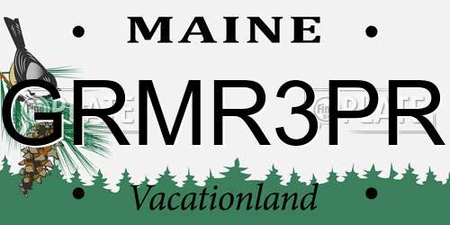 GRMR3PR Maine License Plate