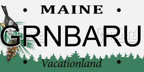 GRNBARU Maine License Plate