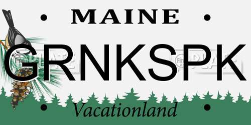 GRNKSPK Maine License Plate