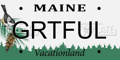 GRTFUL Maine License Plate